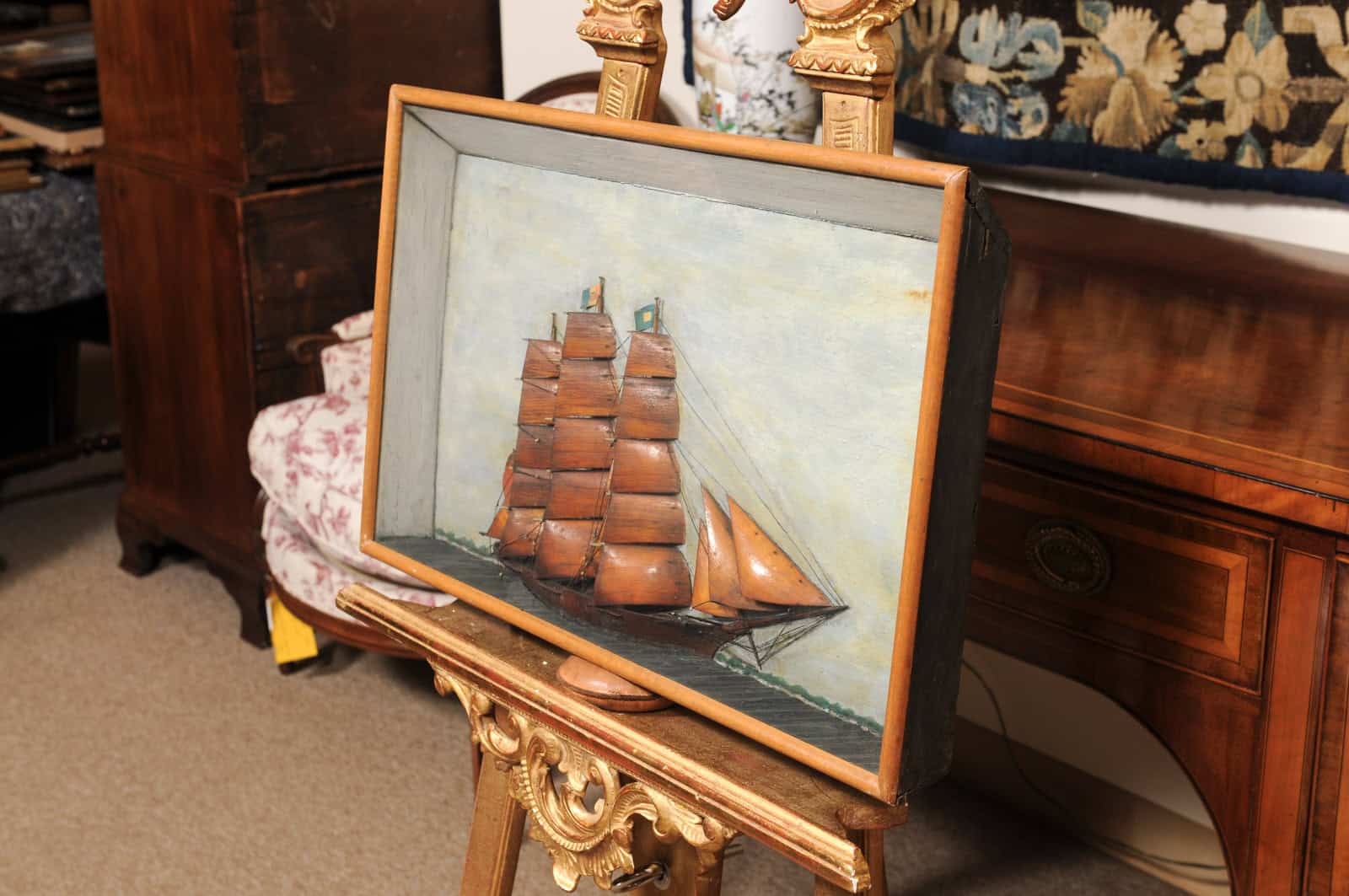 Framed Boat Diorama ca. 1890 - Image 4