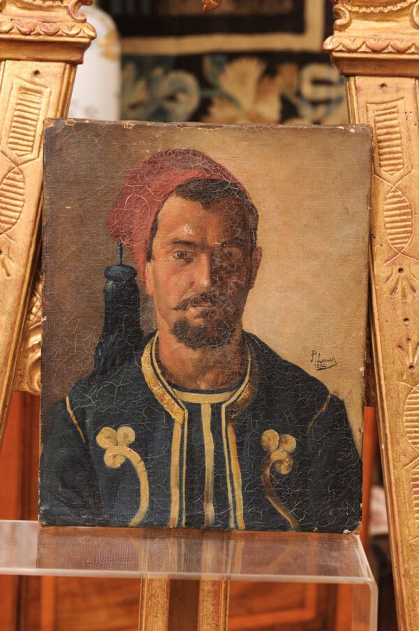 19th Century French Oil on Canvas Portrait of a Man, "Zouavve" - Image 3