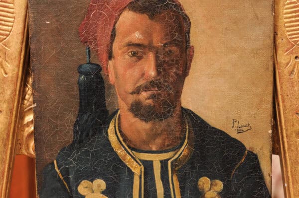 19th Century French Oil on Canvas Portrait of a Man, "Zouavve" - Image 6
