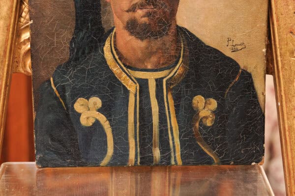 19th Century French Oil on Canvas Portrait of a Man, "Zouavve" - Image 7