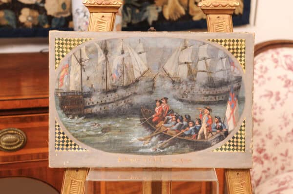 19th Century Italian Oil on Canvas "Battleship" Painting - Image 3
