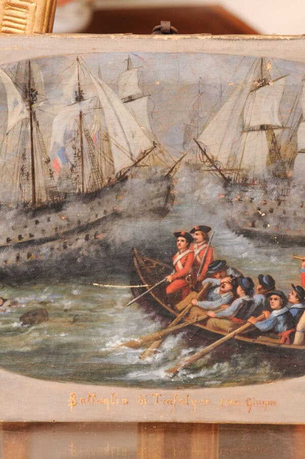 19th Century Italian Oil on Canvas "Battleship" Painting - Image 6