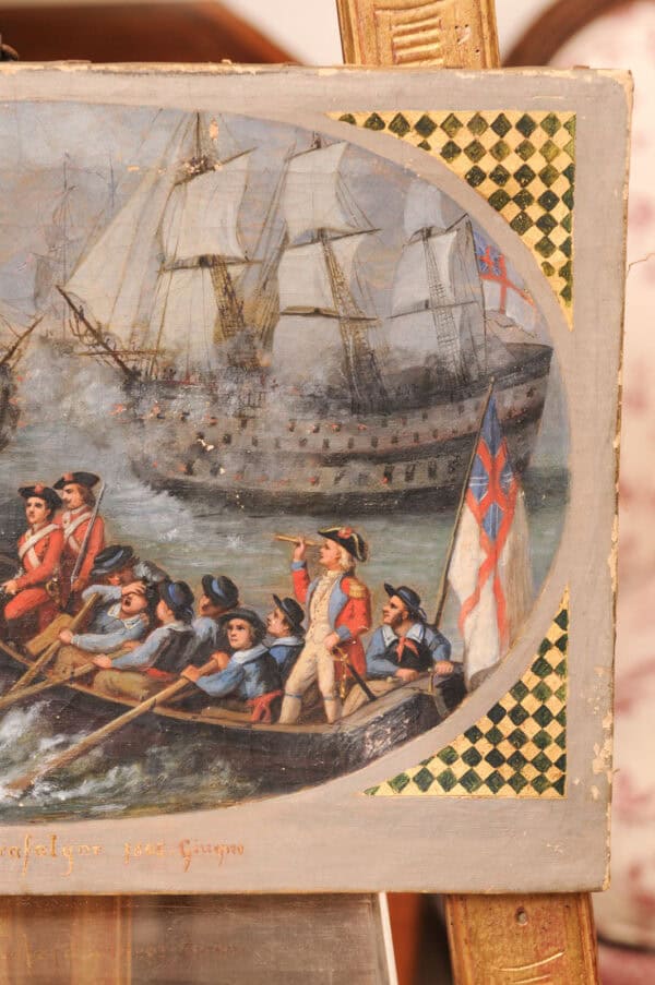 19th Century Italian Oil on Canvas "Battleship" Painting - Image 7