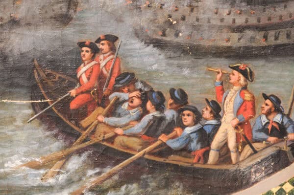 19th Century Italian Oil on Canvas "Battleship" Painting - Image 8