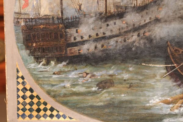 19th Century Italian Oil on Canvas "Battleship" Painting - Image 9