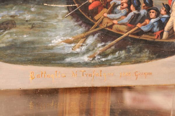 19th Century Italian Oil on Canvas "Battleship" Painting - Image 10