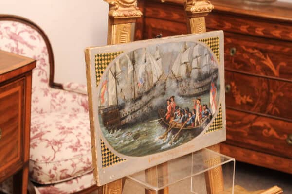 19th Century Italian Oil on Canvas "Battleship" Painting - Image 11