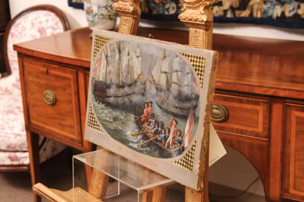 19th Century Italian Oil on Canvas "Battleship" Painting - Image 12