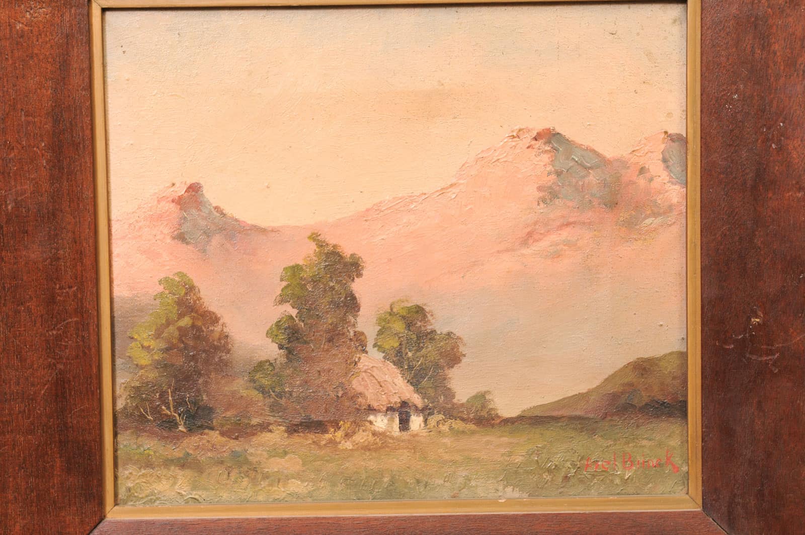 Framed Oil Landscape Painting of Mountain Vista, 19th Century France - Image 5
