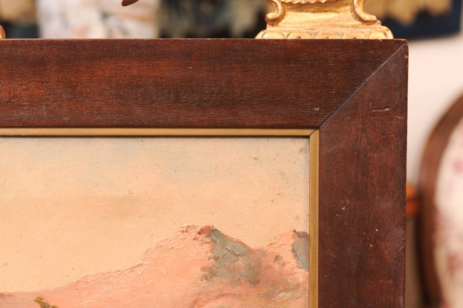 Framed Oil Landscape Painting of Mountain Vista, 19th Century France - Image 9
