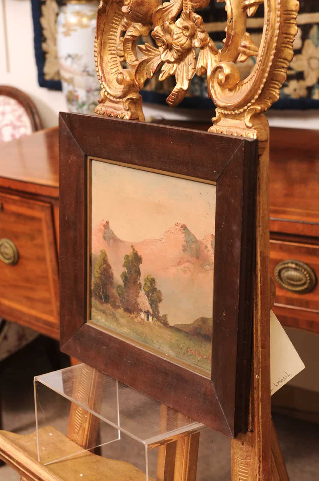 Framed Oil Landscape Painting of Mountain Vista, 19th Century France - Image 12