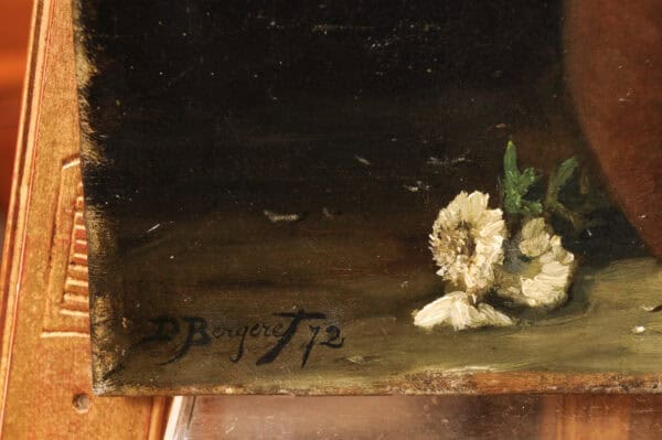 Still Life Floral Painting dated 1872 by Beiget - Image 8