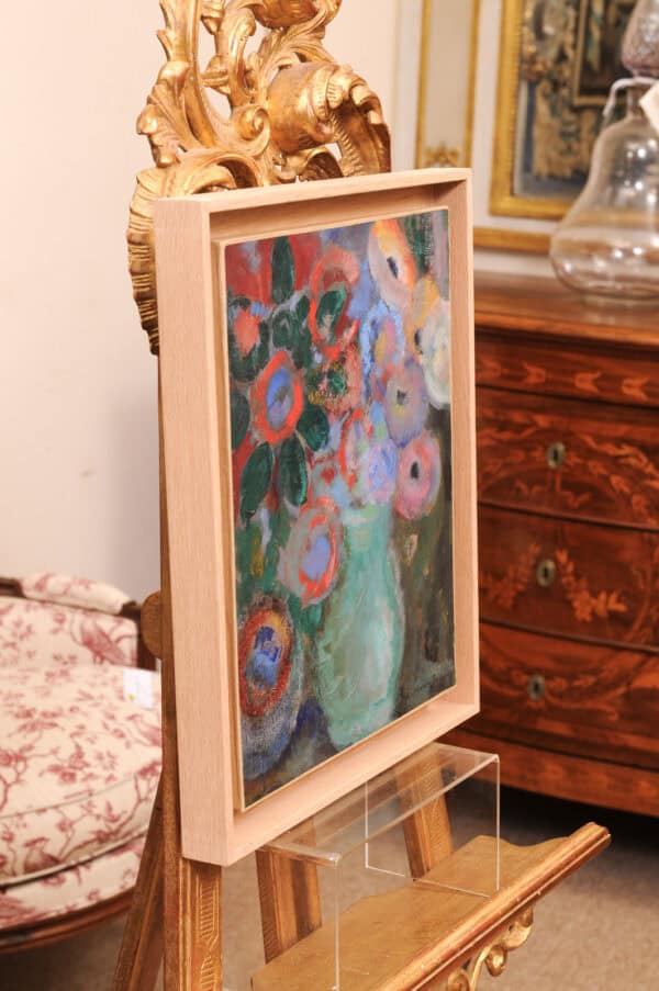 Framed Oil on Canvas Floral Painting by Herzari Fend ca. 1970 - Image 11