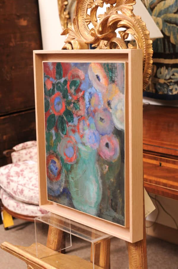 Framed Oil on Canvas Floral Painting by Herzari Fend ca. 1970 - Image 12