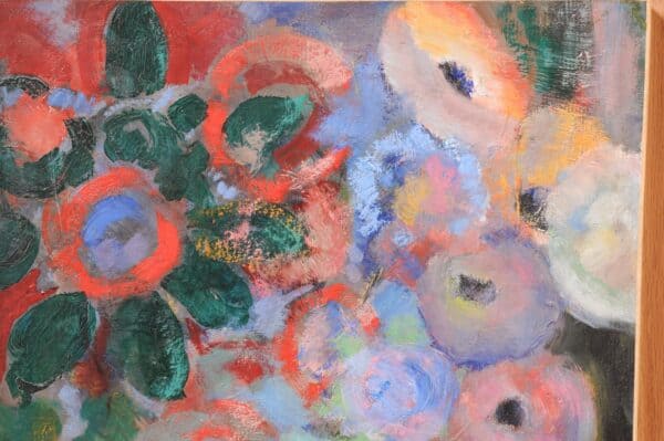 Framed Oil on Canvas Floral Painting by Herzari Fend ca. 1970 - Image 13