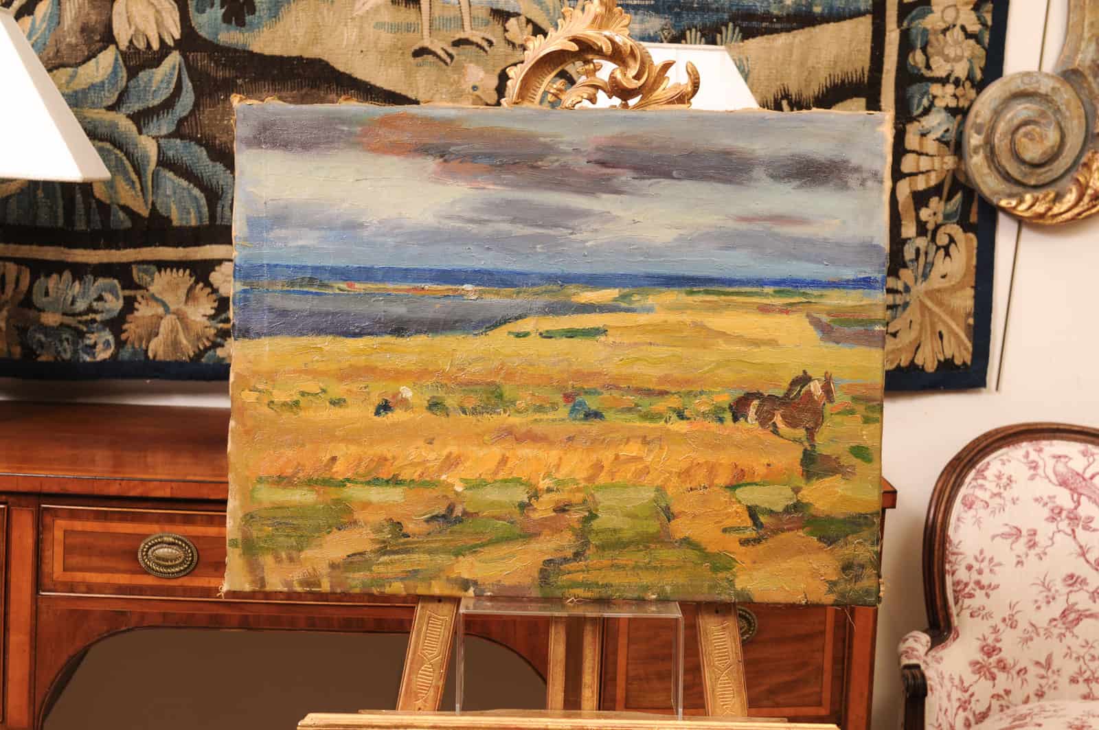 Oil on Canvas Landscape Painting with Horse, France 20th c. - Image 3
