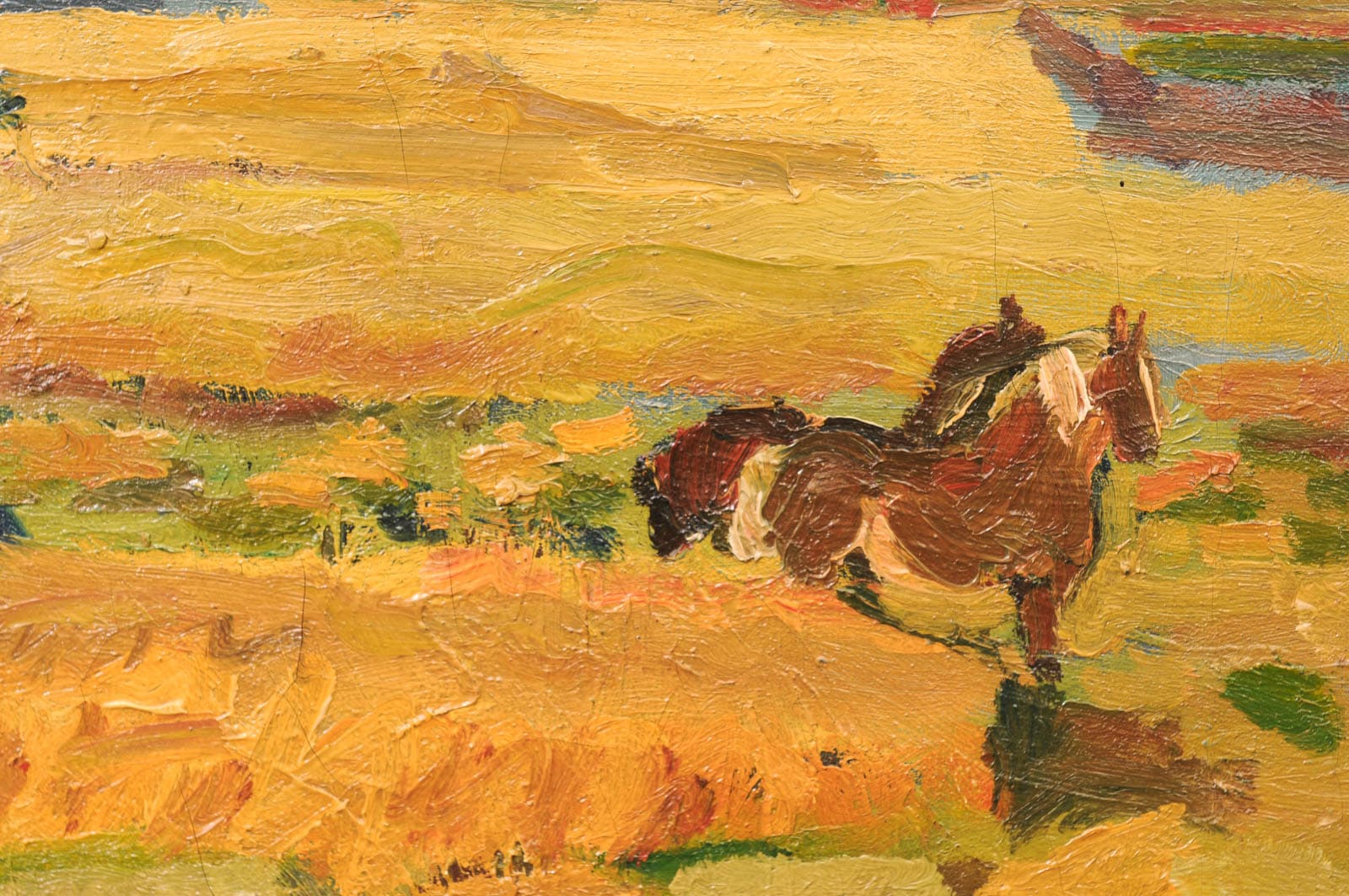 Oil on Canvas Landscape Painting with Horse, France 20th c. - Image 8