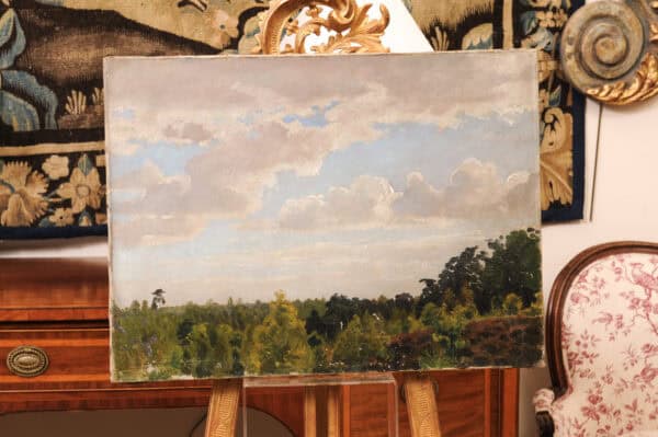 19th Century Oil on Canvas Tree Tops Painting - Image 3