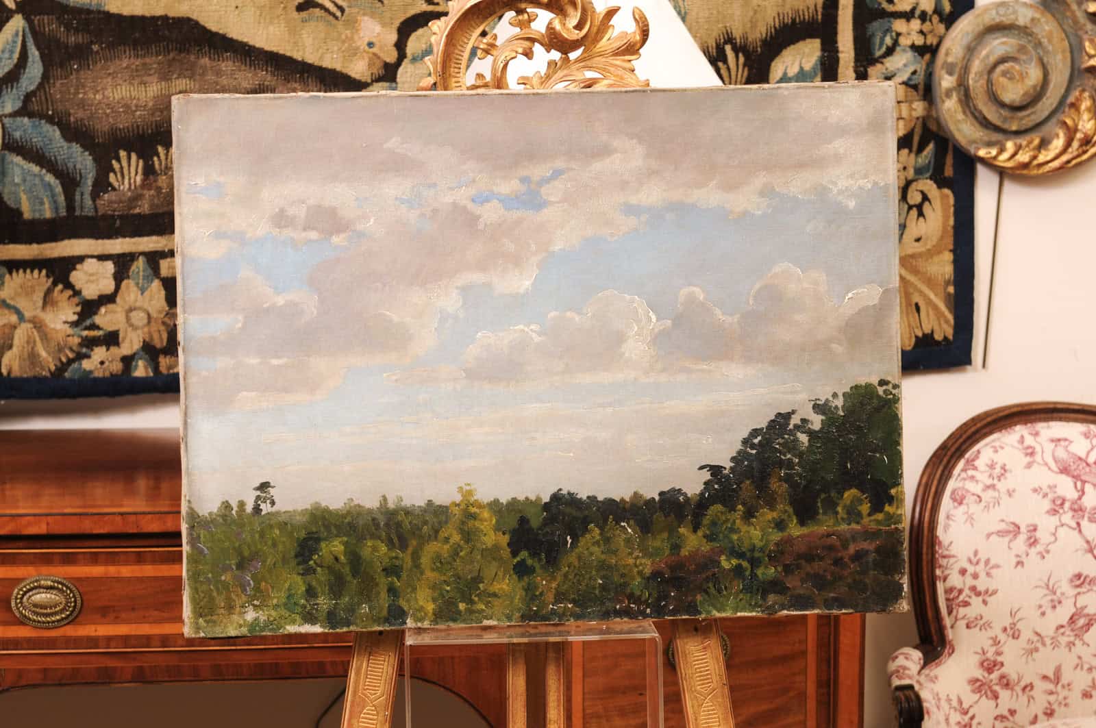 19th Century Oil on Canvas Tree Tops Painting - Image 3