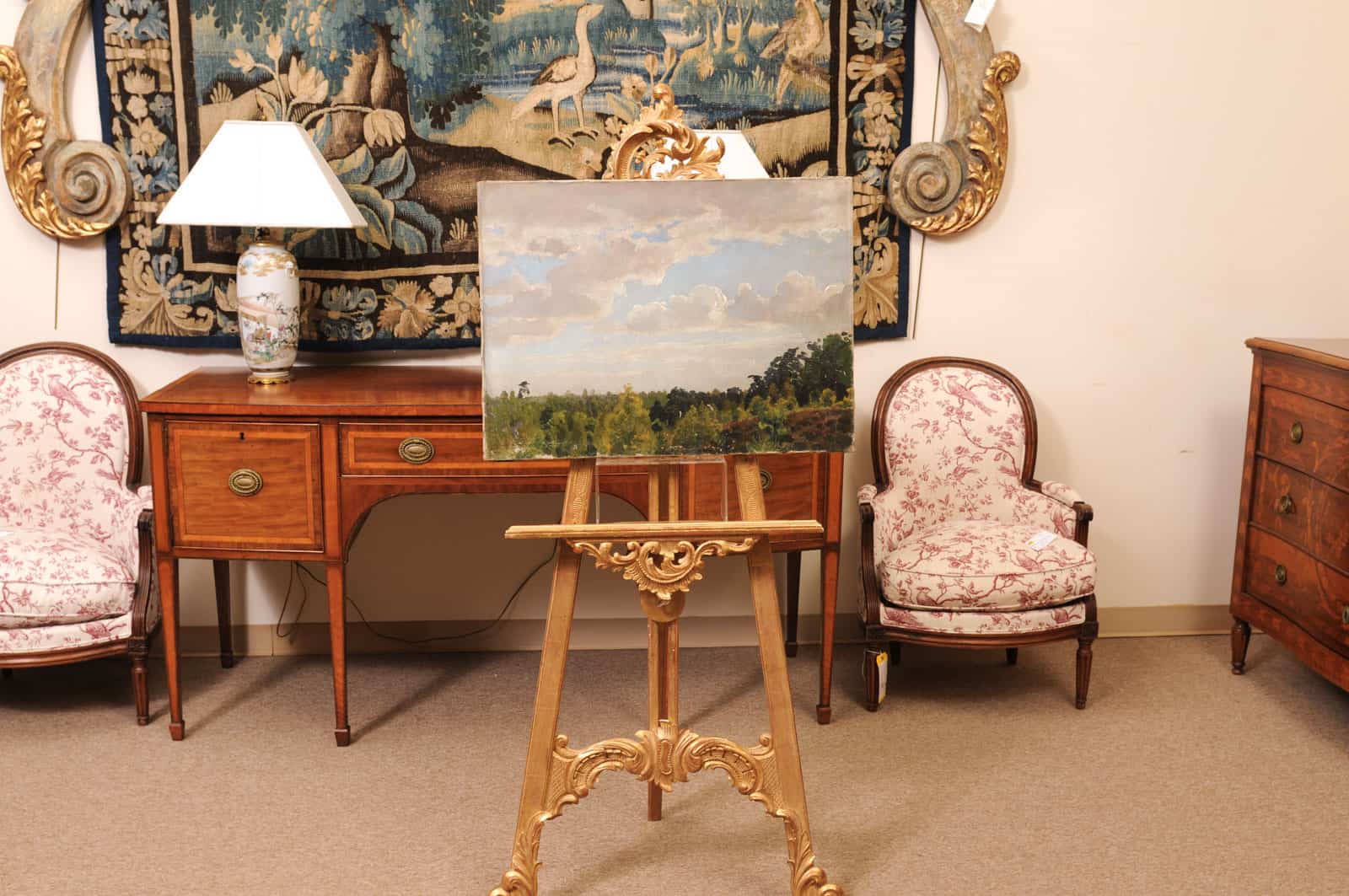 19th Century Oil on Canvas Tree Tops Painting - Image 4