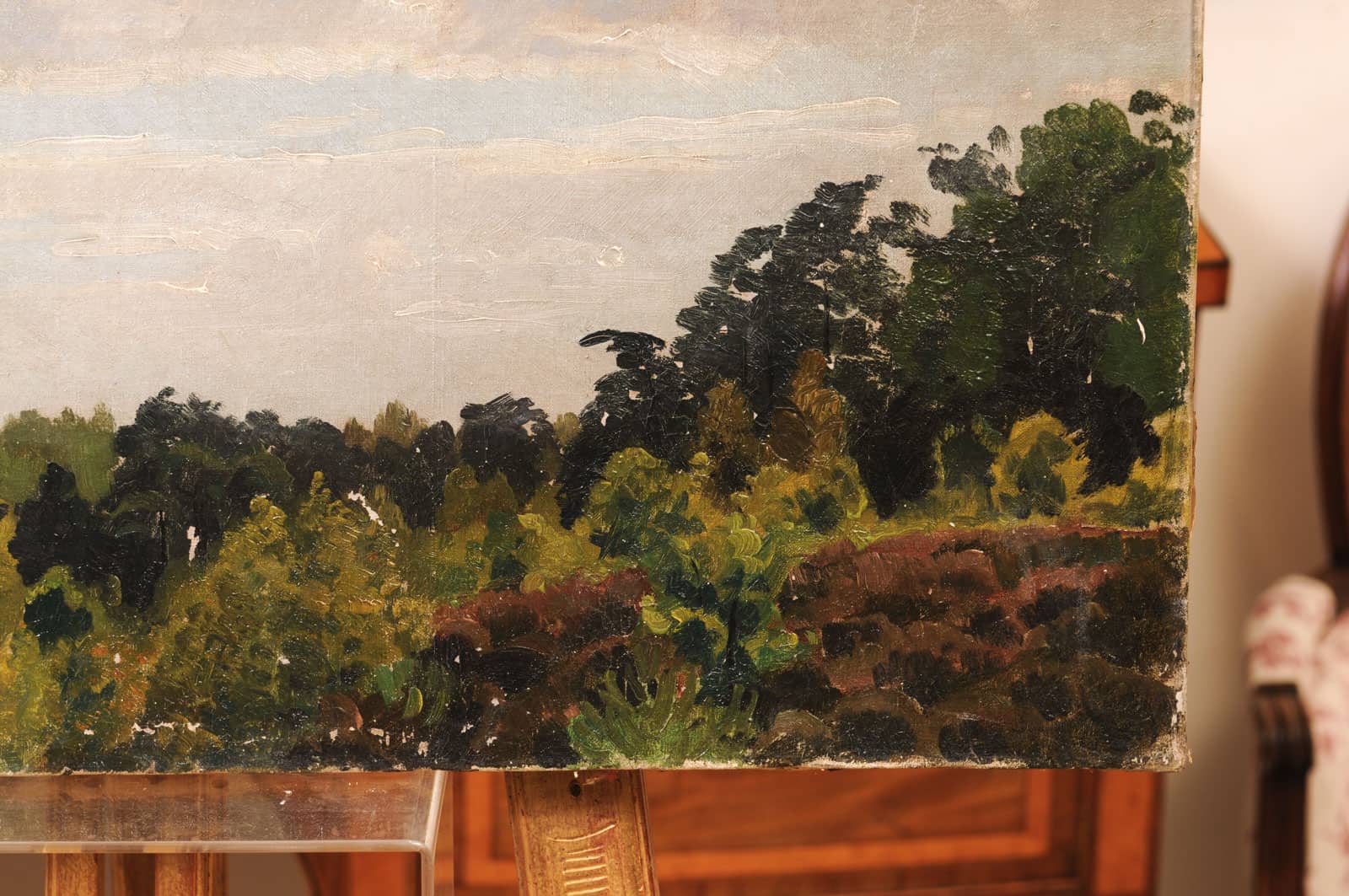 19th Century Oil on Canvas Tree Tops Painting - Image 7