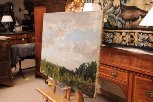 19th Century Oil on Canvas Tree Tops Painting - Image 12