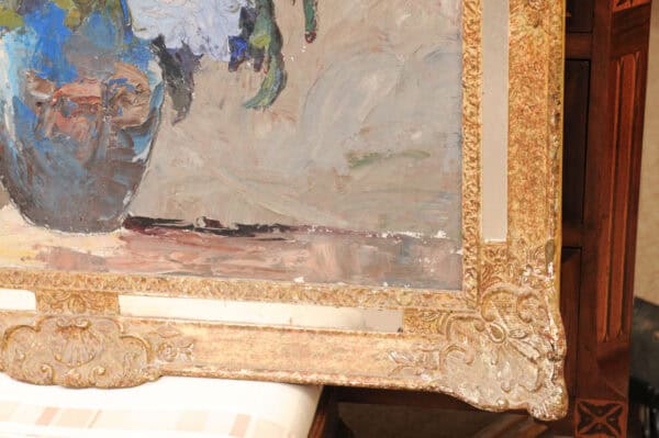 Giltwood French Framed Oil on Canvas Floral Painting - Image 7