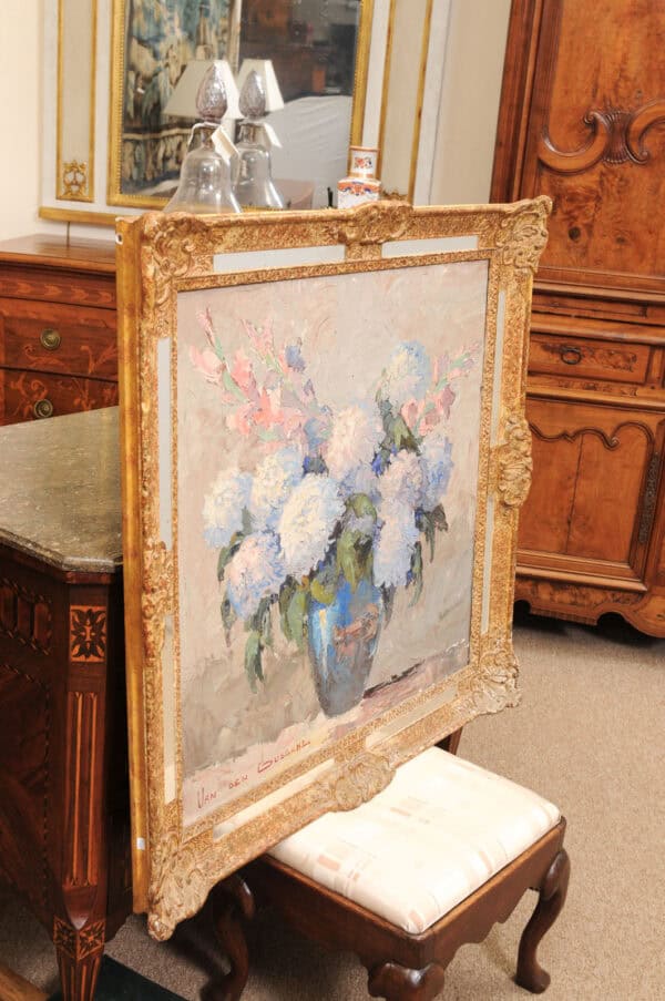 Giltwood French Framed Oil on Canvas Floral Painting - Image 11