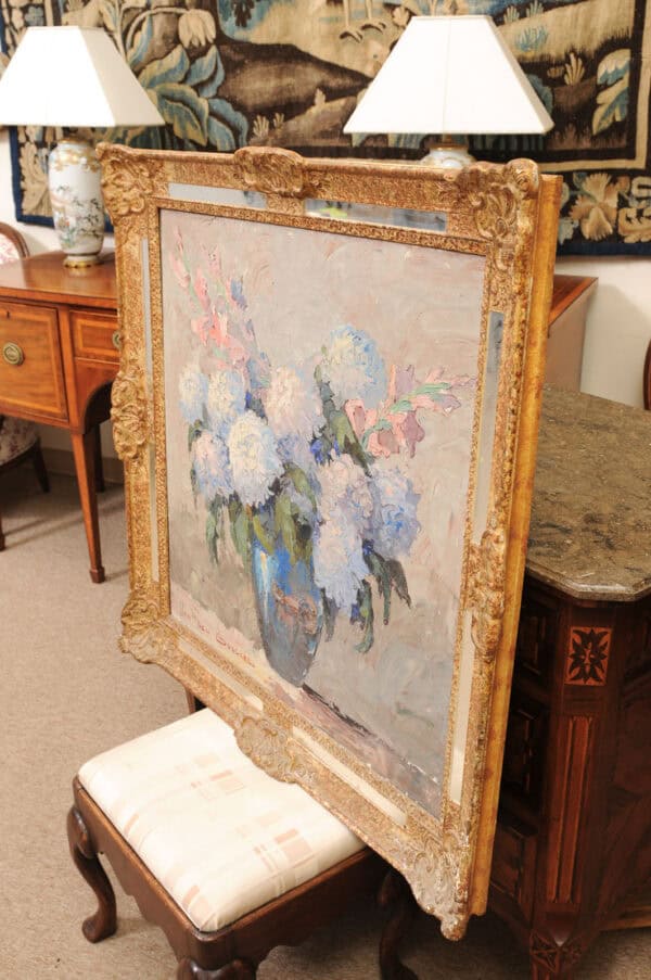 Giltwood French Framed Oil on Canvas Floral Painting - Image 12