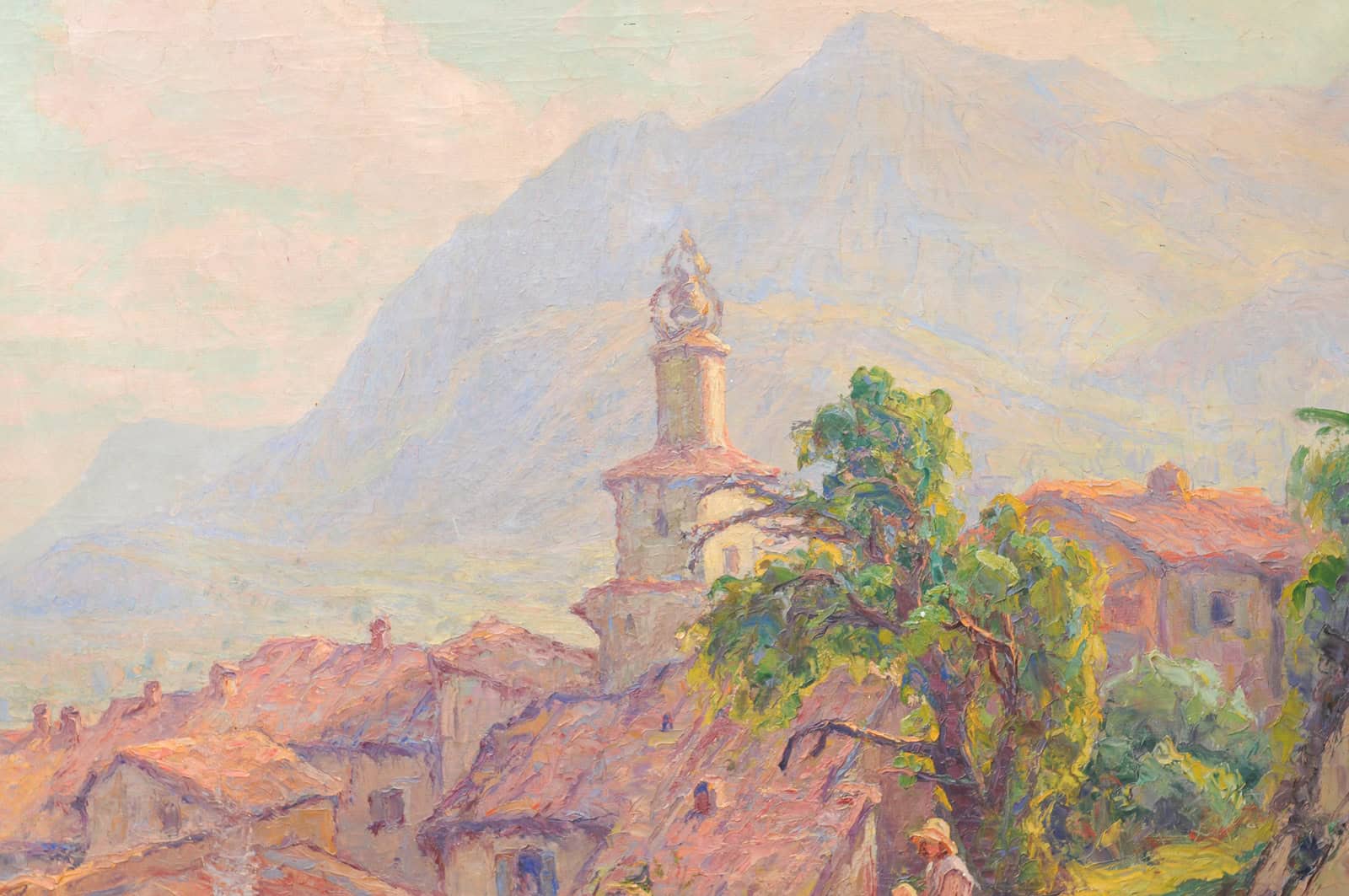 Large Framed Oil on Canvas Landscape Painting, South of France Castellane ca. 1900 - Image 7