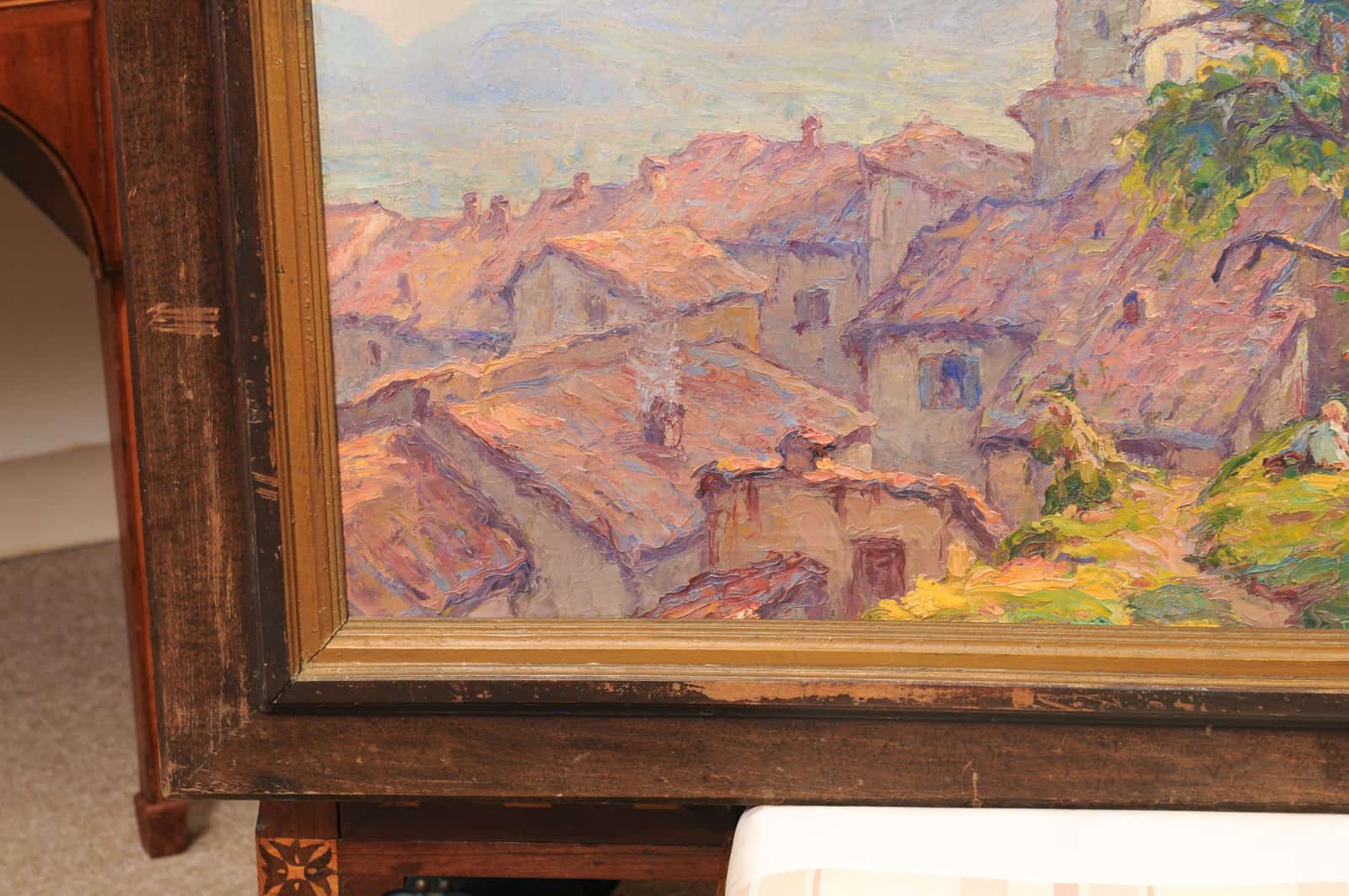 Large Framed Oil on Canvas Landscape Painting, South of France Castellane ca. 1900 - Image 8