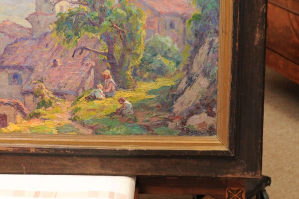 Large Framed Oil on Canvas Landscape Painting, South of France Castellane ca. 1900 - Image 9