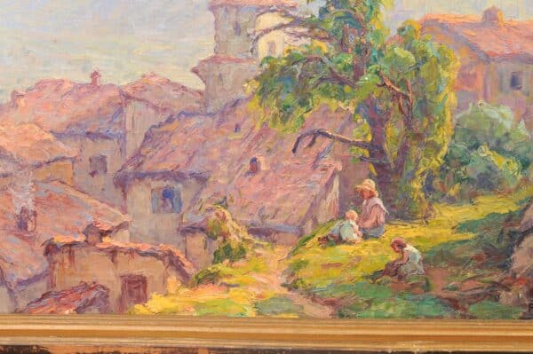 Large Framed Oil on Canvas Landscape Painting, South of France Castellane ca. 1900 - Image 10