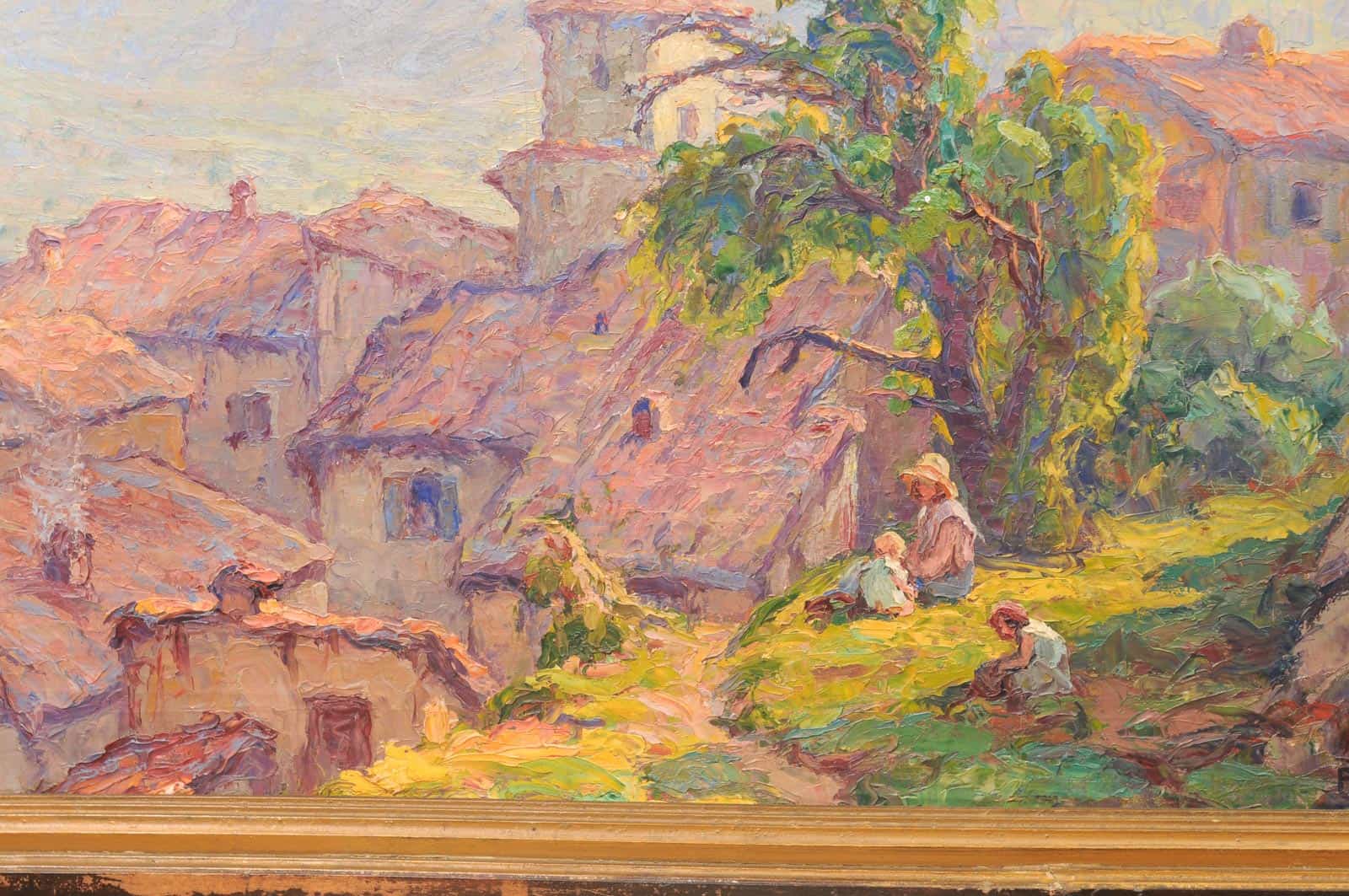 Large Framed Oil on Canvas Landscape Painting, South of France Castellane ca. 1900 - Image 10