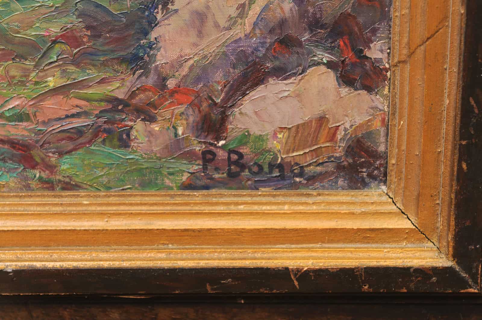 Large Framed Oil on Canvas Landscape Painting, South of France Castellane ca. 1900 - Image 11