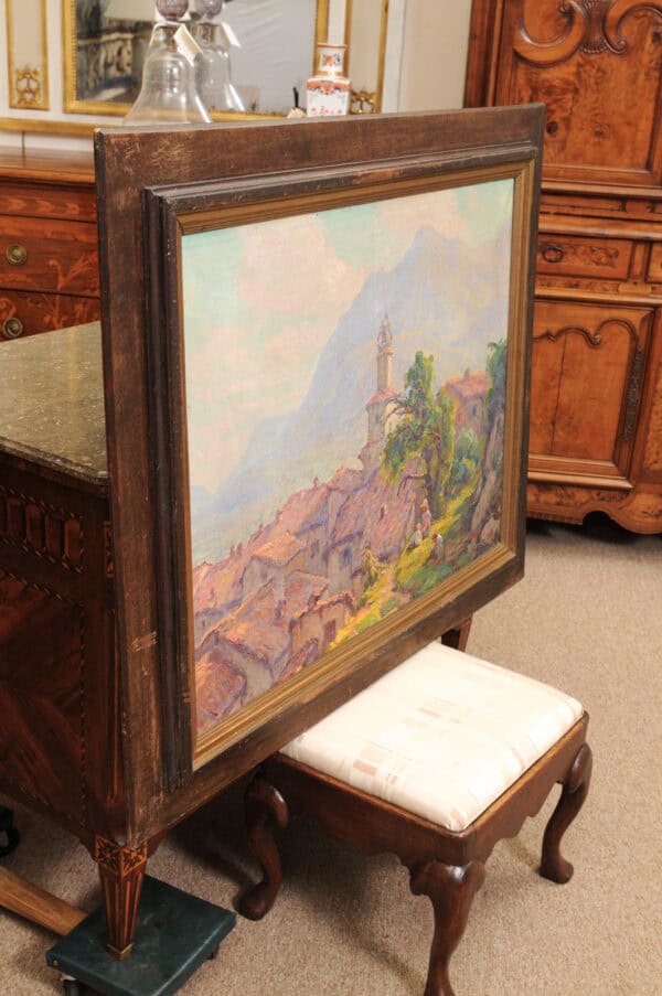 Large Framed Oil on Canvas Landscape Painting, South of France Castellane ca. 1900 - Image 12