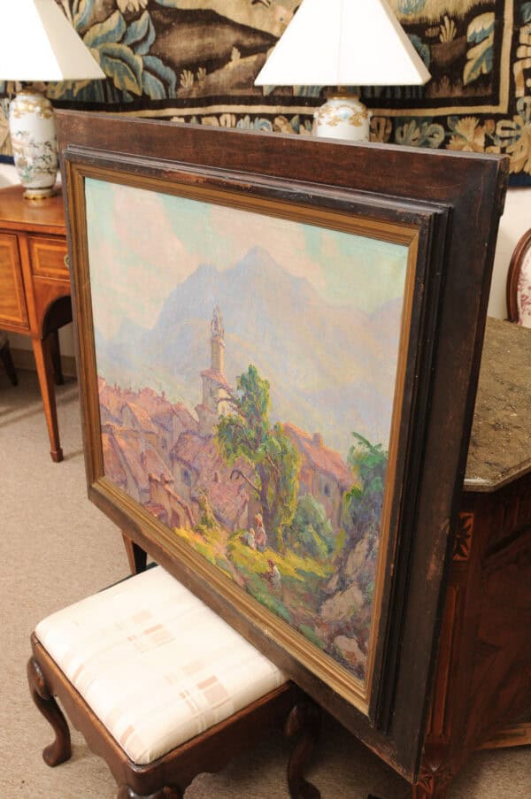 Large Framed Oil on Canvas Landscape Painting, South of France Castellane ca. 1900 - Image 13