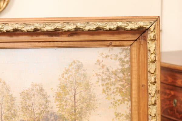 Large Giltwood Framed Oil on Canvas Painting with Cows in Landscape, France ca. 1920 - Image 8