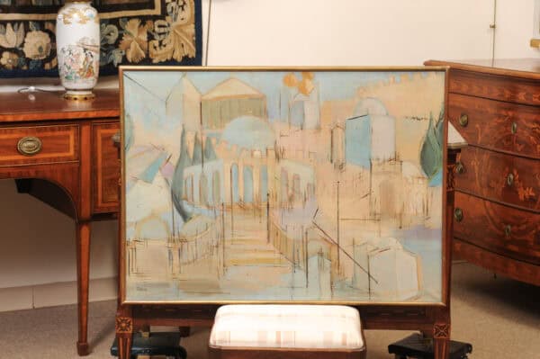 Framed Oil Painting of Old City Walls, France ca. 1960 signed "Pinkas" - Image 3