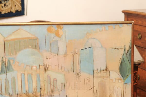 Framed Oil Painting of Old City Walls, France ca. 1960 signed "Pinkas" - Image 6