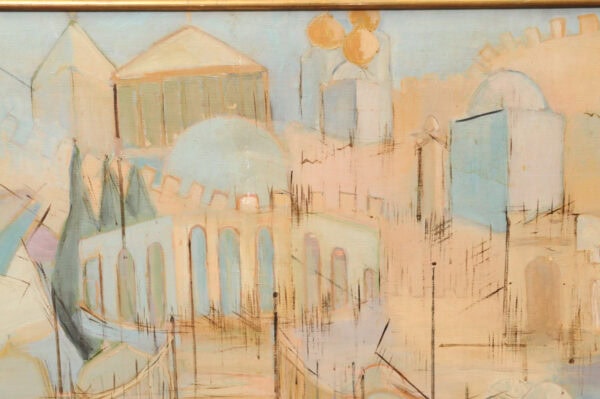 Framed Oil Painting of Old City Walls, France ca. 1960 signed "Pinkas" - Image 9
