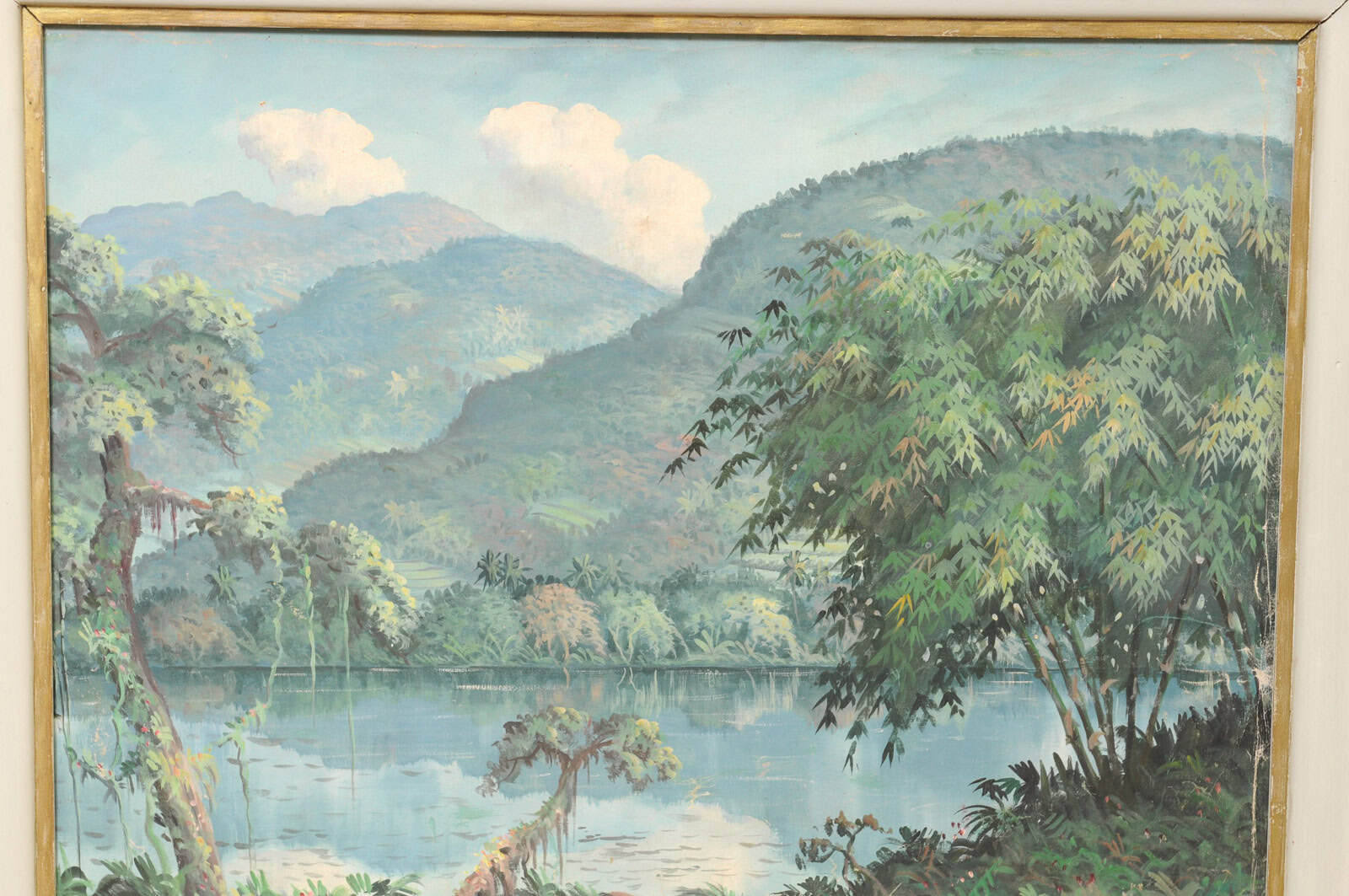 Large Framed Oil on Canvas Painted Landscape , 20th c - Image 5