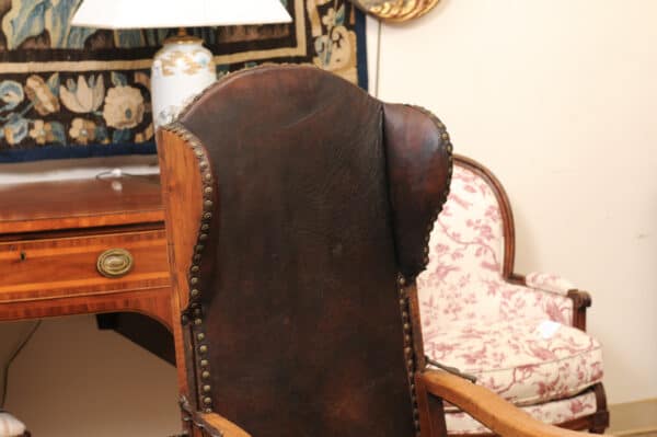 17th Century French Walnut Reclining Fauteuil in Leather with Fold Out Ottoman Option - Image 5