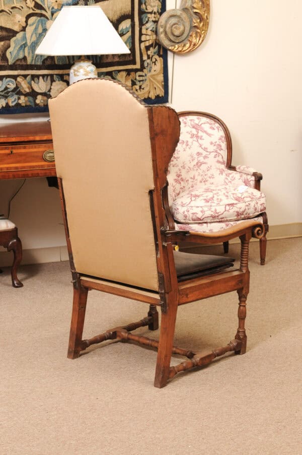 17th Century French Walnut Reclining Fauteuil in Leather with Fold Out Ottoman Option - Image 8