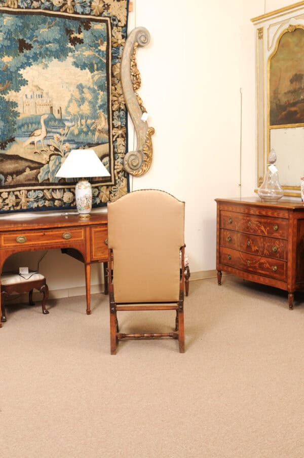 17th Century French Walnut Reclining Fauteuil in Leather with Fold Out Ottoman Option - Image 9
