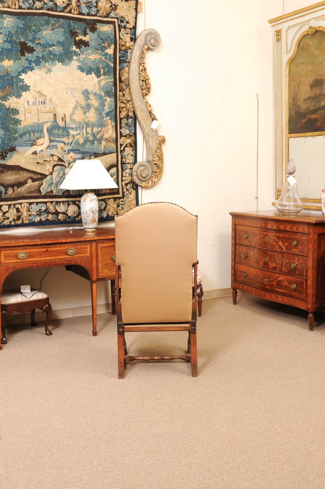 17th Century French Walnut Reclining Fauteuil in Leather with Fold Out Ottoman Option - Image 9