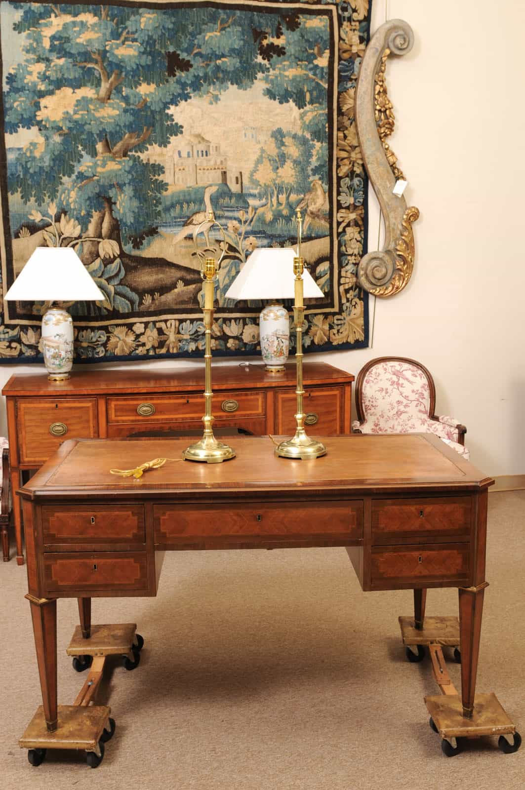 Pair of Tall Solid Brass Faux Bamboo Candlesticks, Wired as Lamps, Early 20th Century - Image 8
