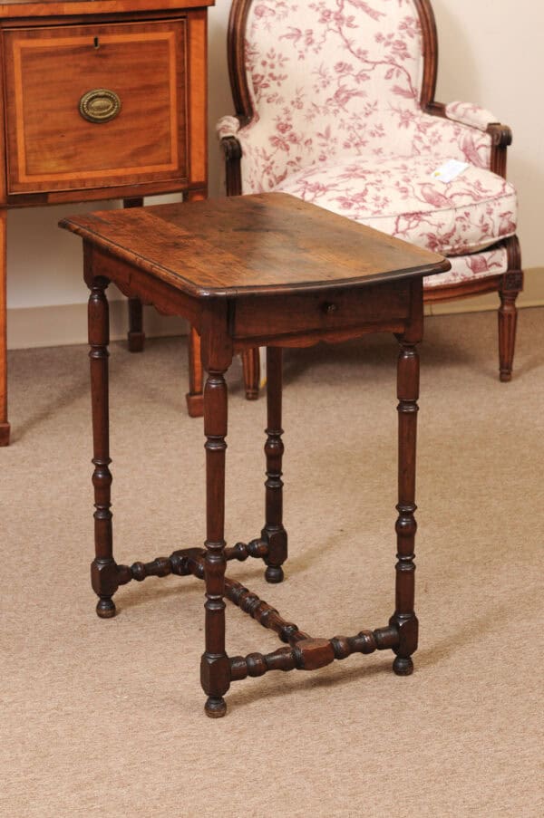 17th Century French LXIII Walnut Side Table with Drawer - Image 3