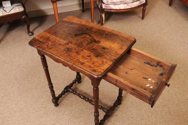17th Century French LXIII Walnut Side Table with Drawer - Image 6