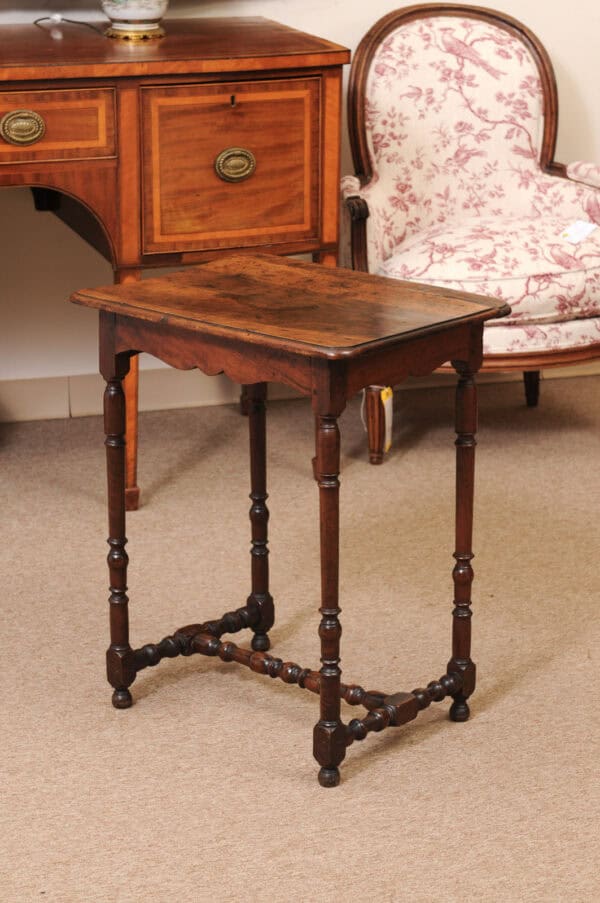 17th Century French LXIII Walnut Side Table with Drawer - Image 11